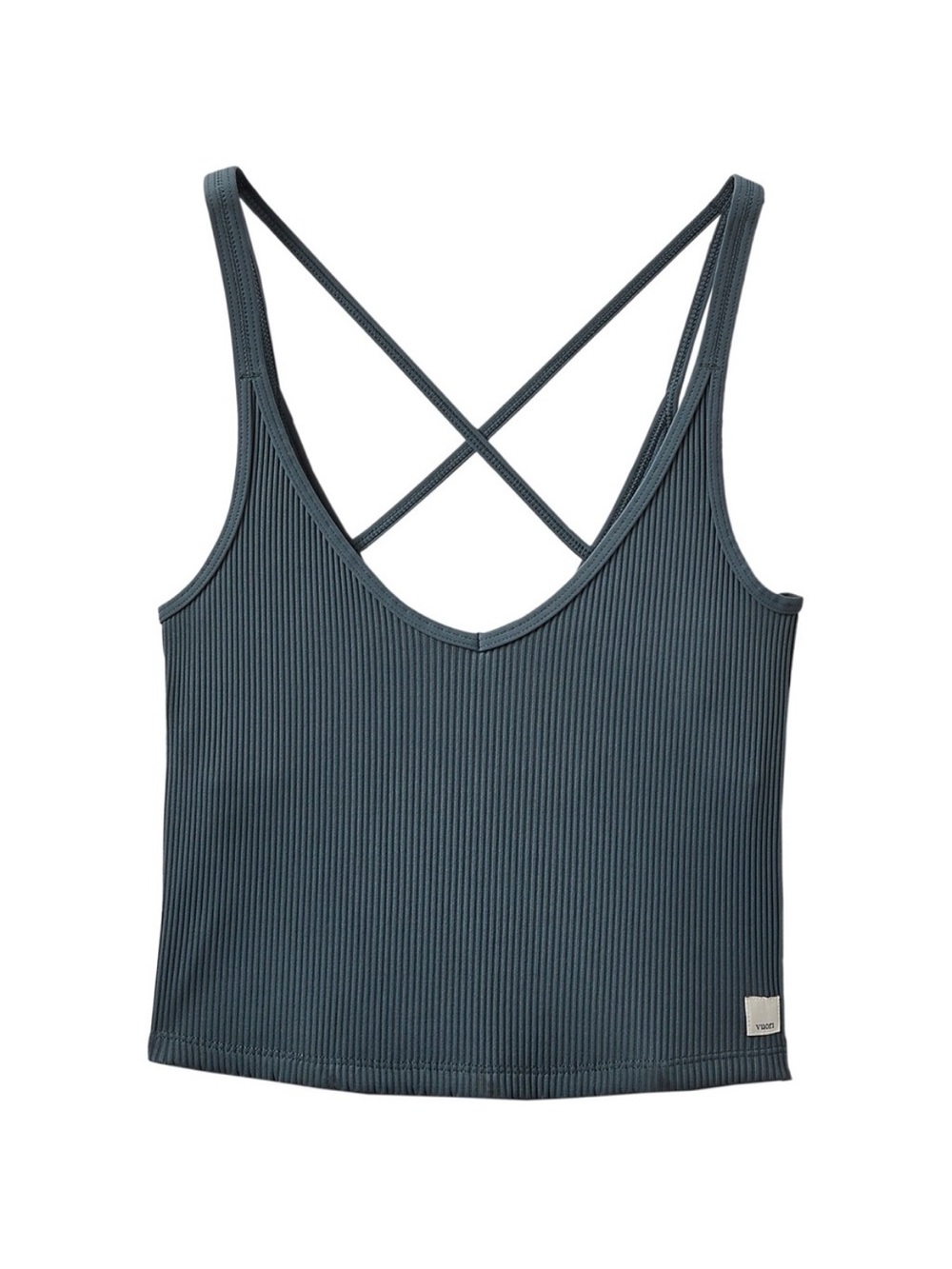 Vuori Ribbed Cropped Tank Top Size S Athleisure Chic Lounge Teal Green workout